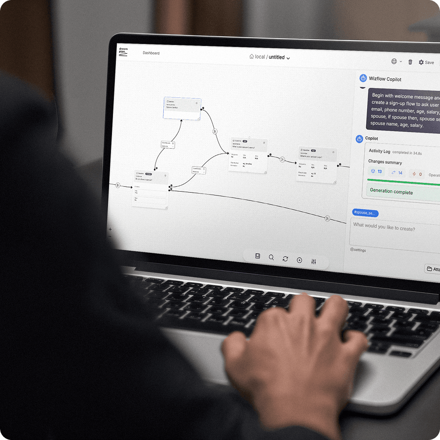 No-code fintech self-service journey builder