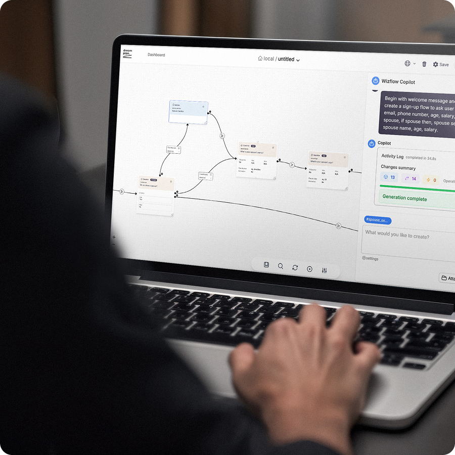 Person using Wizflow on their phone